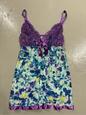Purple Lace & Floral open Chemise